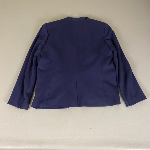 J. Crew Blazer Jacket Women's Size 12 Navy Blue Collarless‎ Vented Sleeves - Picture 10 of 11